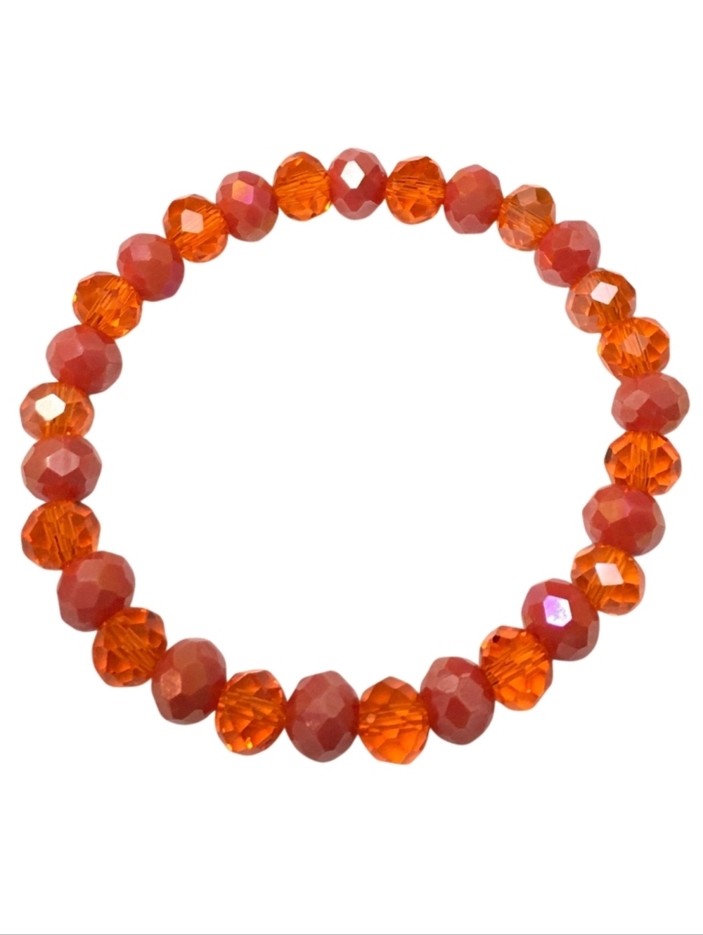 Orange & Coral Crystal Bead Stretch Bracelet 🍊